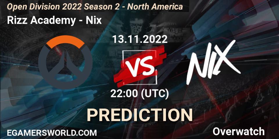 Rizz Academy - Nix: прогноз. 13.11.2022 at 22:00, Overwatch, Open Division 2022 Season 2 - North America