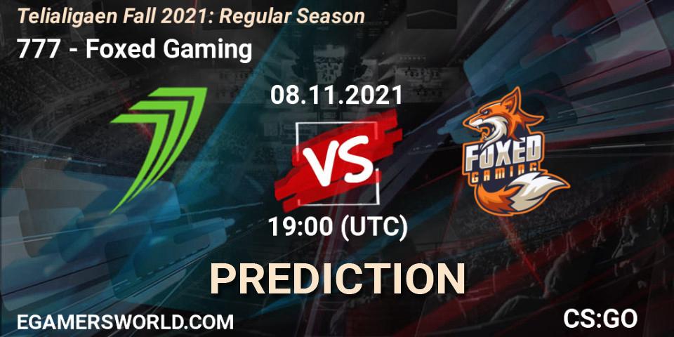 777 - Foxed Gaming: прогноз. 08.11.2021 at 19:00, Counter-Strike (CS2), Telialigaen Fall 2021: Regular Season