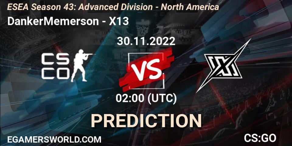 DankerMemerson - X13: прогноз. 30.11.22, CS2 (CS:GO), ESEA Season 43: Advanced Division - North America