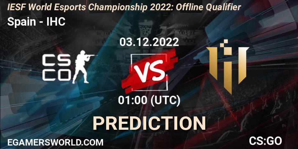 Spain - IHC: прогноз. 03.12.22, CS2 (CS:GO), IESF World Esports Championship 2022: Offline Qualifier