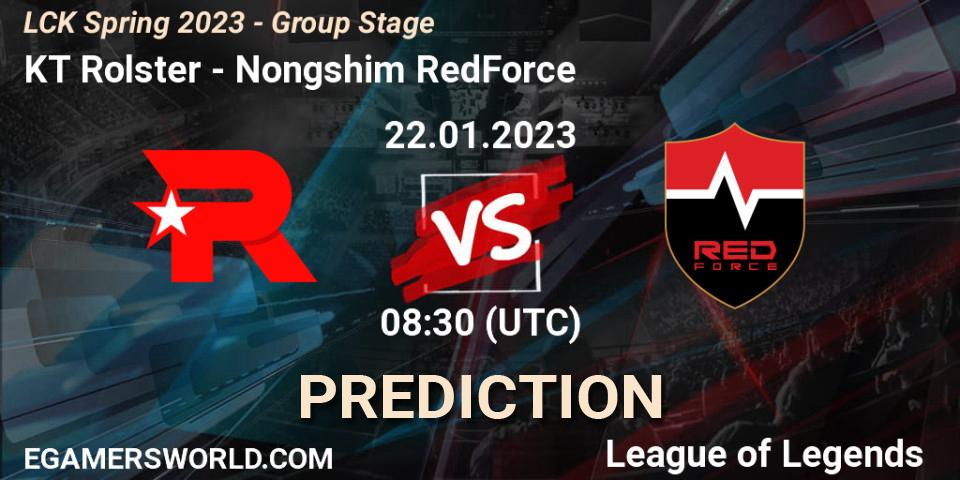 KT Rolster - Nongshim RedForce: прогноз. 22.01.2023 at 09:40, LoL, LCK Spring 2023 - Group Stage