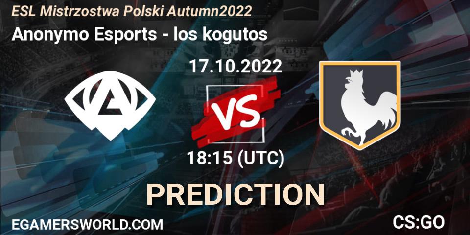 Anonymo Esports - los kogutos: прогноз. 17.10.2022 at 18:15, Counter-Strike (CS2), ESL Mistrzostwa Polski Autumn 2022