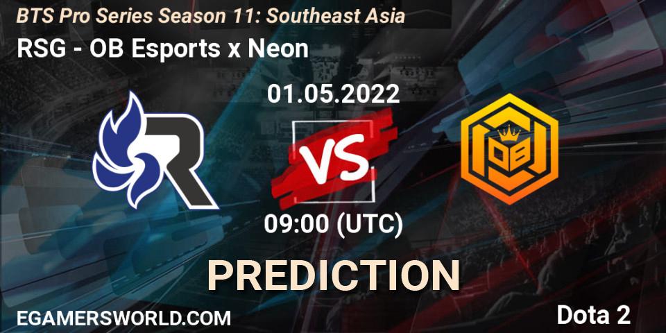 RSG - OB Esports x Neon: прогноз. 30.04.2022 at 09:16, Dota 2, BTS Pro Series Season 11: Southeast Asia