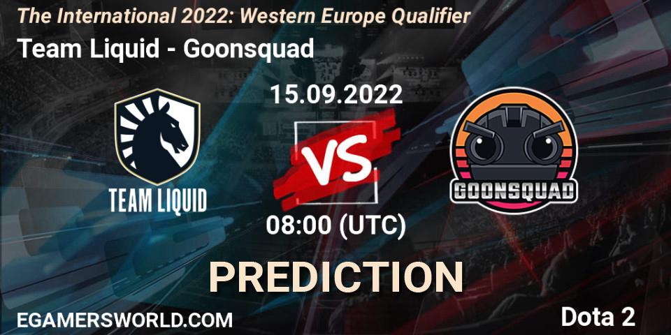 Team Liquid - Goonsquad: прогноз. 15.09.2022 at 08:06, Dota 2, The International 2022: Western Europe Qualifier