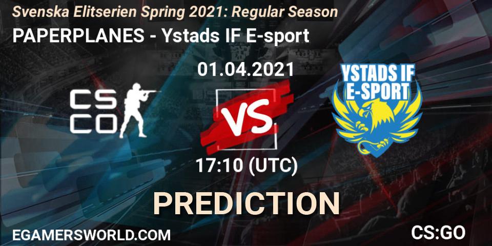 PAPERPLANES - Ystads IF E-sport: прогноз. 01.04.2021 at 17:10, Counter-Strike (CS2), Svenska Elitserien Spring 2021: Regular Season