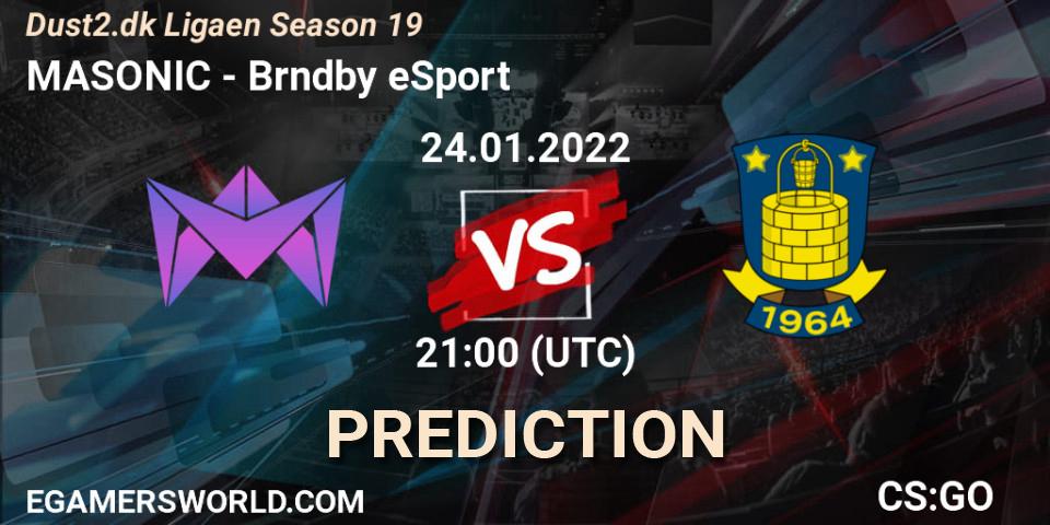 MASONIC - Brøndby eSport: прогноз. 25.01.2022 at 19:00, Counter-Strike (CS2), Dust2.dk Ligaen Season 19