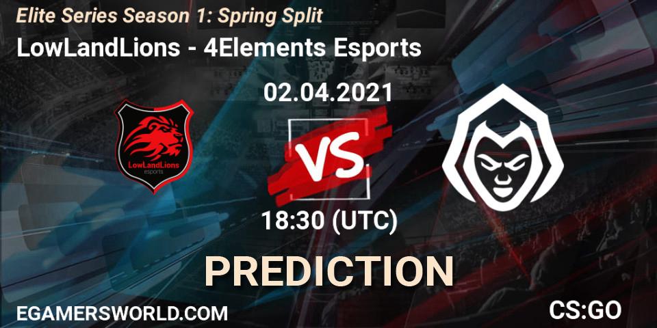 LowLandLions - 4Elements Esports: прогноз. 02.04.2021 at 19:10, Counter-Strike (CS2), Elite Series Season 1: Spring Split