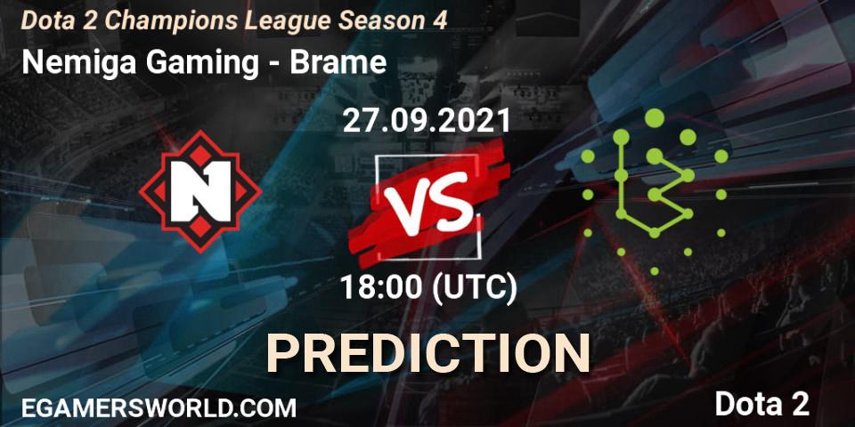 Nemiga Gaming - Brame: прогноз. 27.09.2021 at 18:57, Dota 2, Dota 2 Champions League Season 4