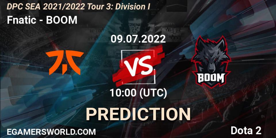 Fnatic - BOOM: прогноз. 09.07.22, Dota 2, DPC SEA 2021/2022 Tour 3: Division I