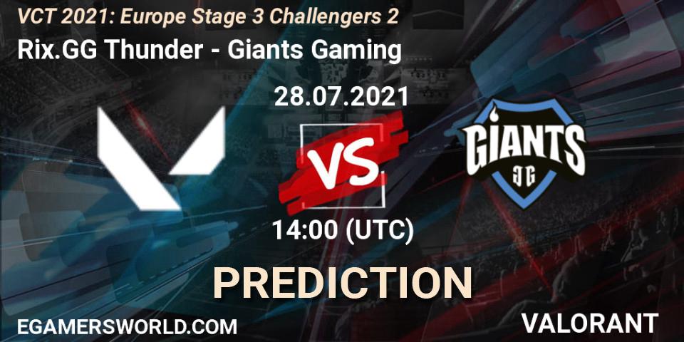Rix.GG Thunder - Giants Gaming: прогноз. 28.07.2021 at 15:00, VALORANT, VCT 2021: Europe Stage 3 Challengers 2