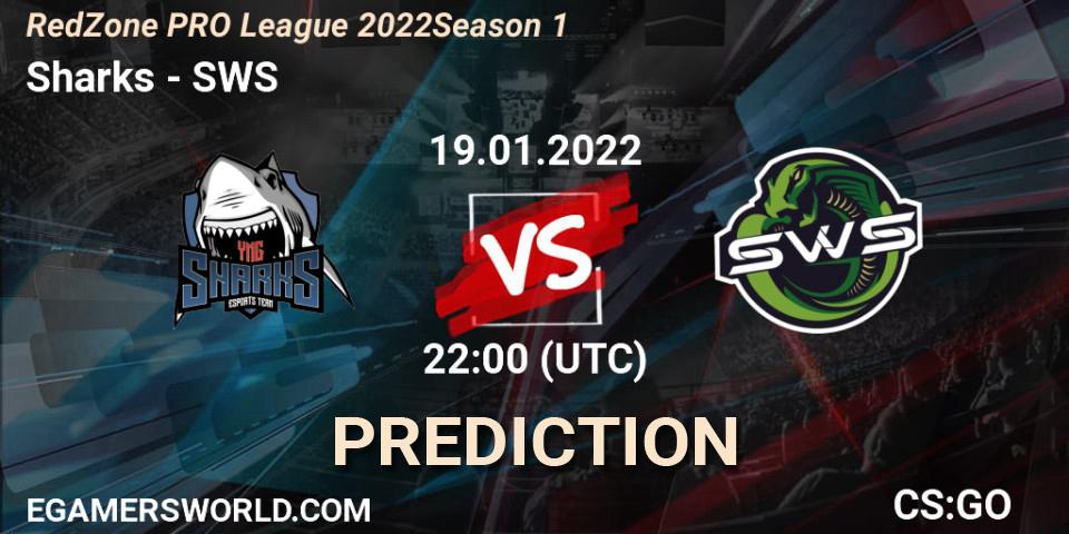 Sharks - SWS: прогноз. 19.01.2022 at 22:00, Counter-Strike (CS2), RedZone PRO League 2022 Season 1