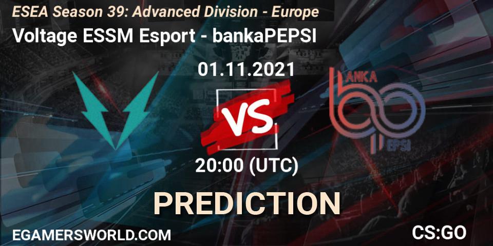 Voltage ESSM Esport - bankaPEPSI: прогноз. 01.11.2021 at 20:00, Counter-Strike (CS2), ESEA Season 39: Advanced Division - Europe