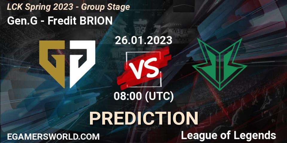 Gen.G - Fredit BRION: прогноз. 26.01.23, LoL, LCK Spring 2023 - Group Stage