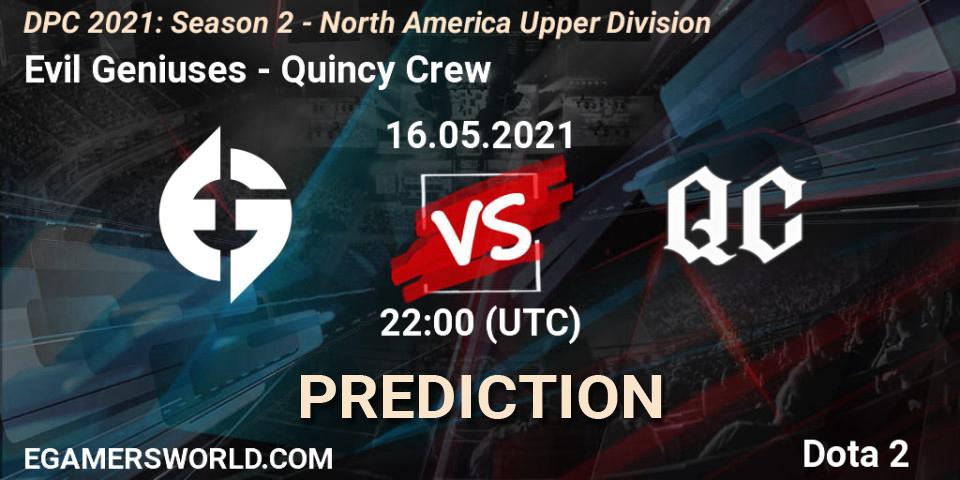 Evil Geniuses - Quincy Crew: прогноз. 16.05.2021 at 22:00, Dota 2, DPC 2021: Season 2 - North America Upper Division 