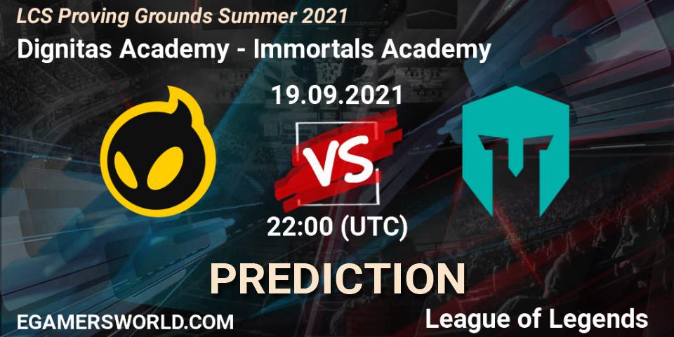 Dignitas Academy - Immortals Academy: прогноз. 19.09.2021 at 22:00, LoL, LCS Proving Grounds Summer 2021