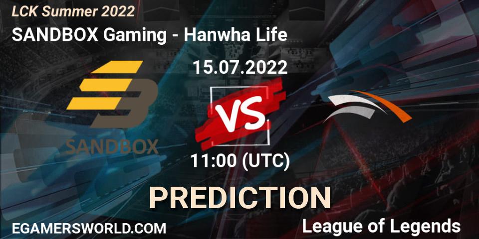 SANDBOX Gaming - Hanwha Life: прогноз. 15.07.22, LoL, LCK Summer 2022