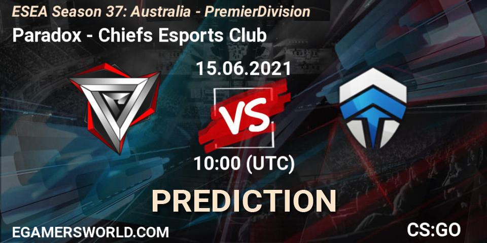 Paradox - Chiefs Esports Club: прогноз. 15.06.2021 at 10:00, Counter-Strike (CS2), ESEA Season 37: Australia - Premier Division