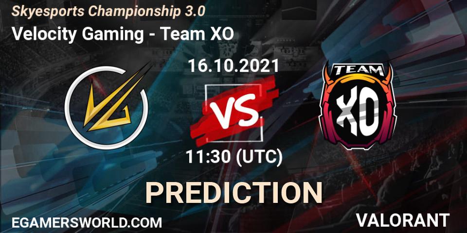 Velocity Gaming - Team XO: прогноз. 16.10.2021 at 11:30, VALORANT, Skyesports Championship 3.0