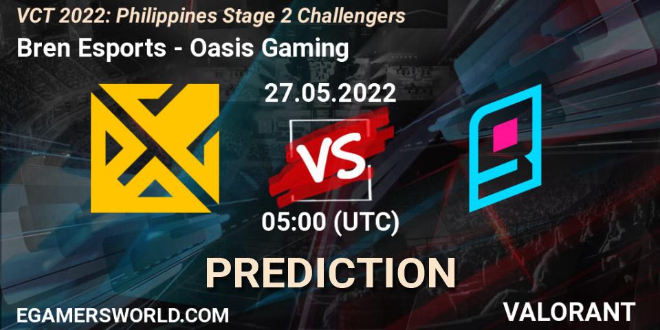 Bren Esports - Oasis Gaming: прогноз. 27.05.2022 at 08:20, VALORANT, VCT 2022: Philippines Stage 2 Challengers