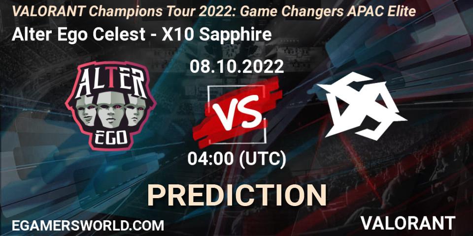 Alter Ego Celestè - X10 Sapphire: прогноз. 08.10.2022 at 04:00, VALORANT, VCT 2022: Game Changers APAC Elite