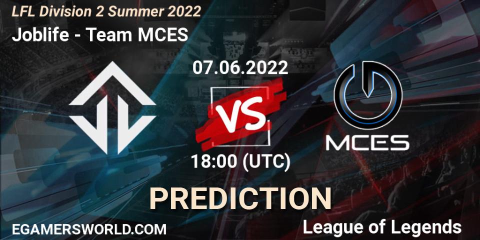 Joblife - Team MCES: прогноз. 07.06.2022 at 16:00, LoL, LFL Division 2 Summer 2022