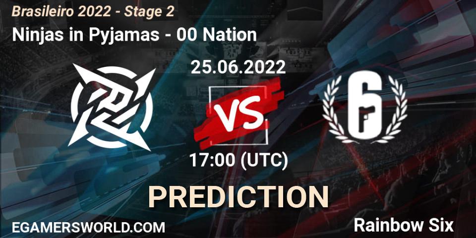 Ninjas in Pyjamas - 00 Nation: прогноз. 25.06.2022 at 17:00, Rainbow Six, Brasileirão 2022 - Stage 2