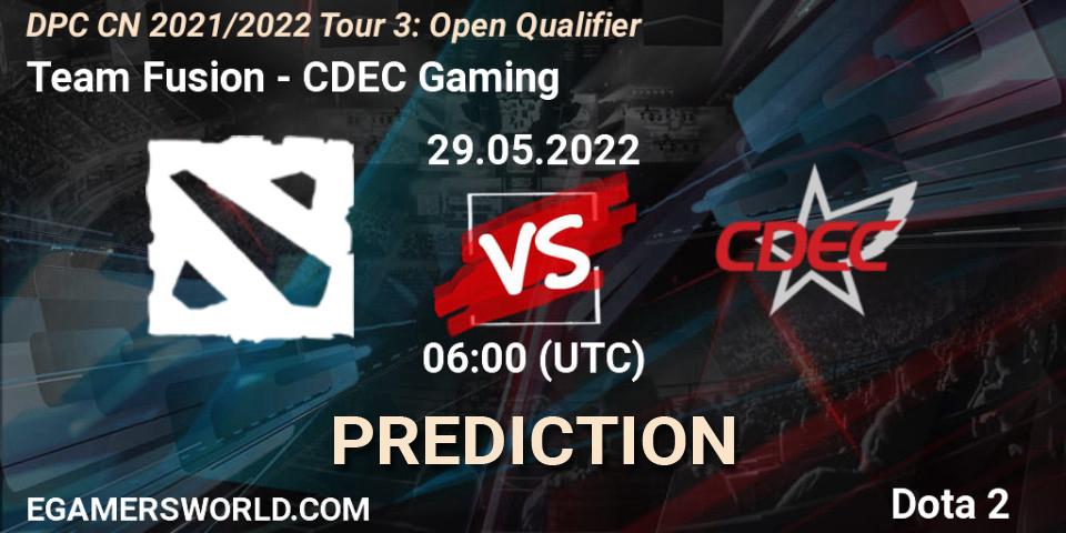 Team Fusion - CDEC Gaming: прогноз. 29.05.2022 at 06:40, Dota 2, DPC CN 2021/2022 Tour 3: Open Qualifier