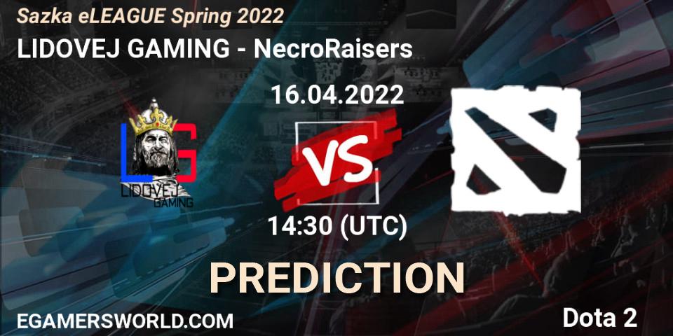 LIDOVEJ GAMING - NecroRaisers: прогноз. 16.04.2022 at 15:00, Dota 2, Sazka eLEAGUE Spring 2022