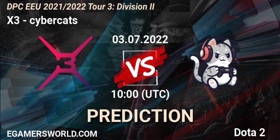 X3 - cybercats: прогноз. 03.07.2022 at 10:00, Dota 2, DPC EEU 2021/2022 Tour 3: Division II