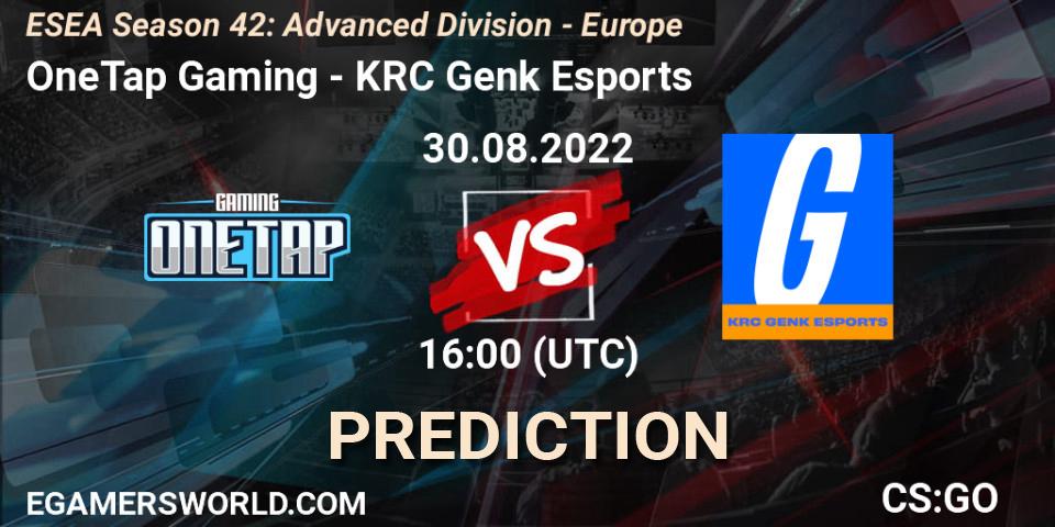 OneTap Gaming - KRC Genk Esports: прогноз. 30.08.2022 at 16:00, Counter-Strike (CS2), ESEA Season 42: Advanced Division - Europe