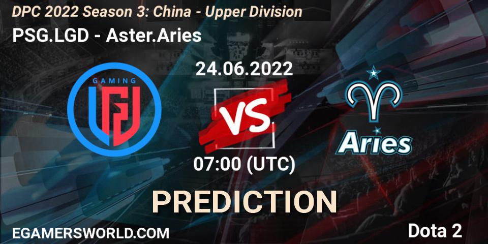 PSG.LGD - Aster.Aries: прогноз. 24.06.2022 at 08:00, Dota 2, DPC 2021/2022 China Tour 3: Division I