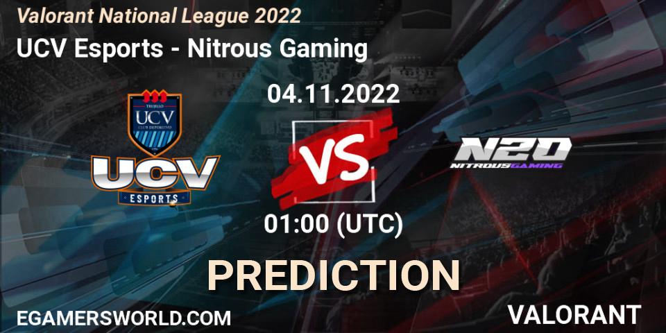 UCV Esports - Nitrous Gaming: прогноз. 04.11.22, VALORANT, Valorant National League 2022