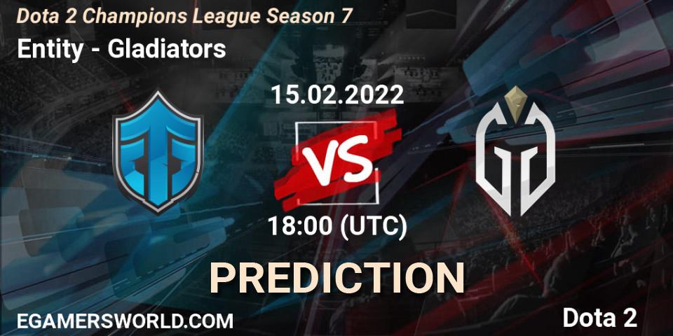 Entity - Gladiators: прогноз. 15.02.2022 at 18:00, Dota 2, Dota 2 Champions League 2022 Season 7