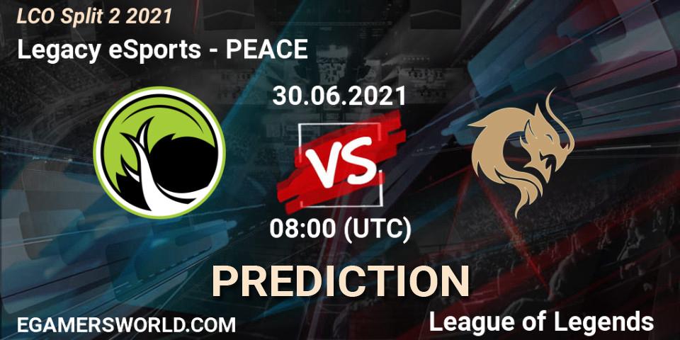 Legacy eSports - PEACE: прогноз. 30.06.2021 at 08:00, LoL, LCO Split 2 2021