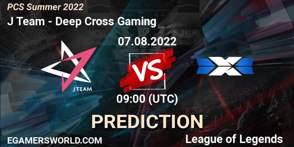 J Team - Deep Cross Gaming: прогноз. 07.08.2022 at 10:00, LoL, PCS Summer 2022