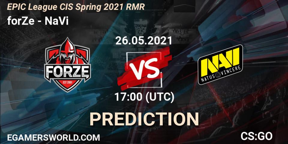forZe - NaVi: прогноз. 26.05.2021 at 17:20, Counter-Strike (CS2), EPIC League CIS Spring 2021 RMR