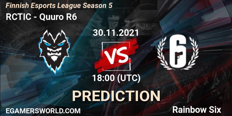 RCTIC - Quuro R6: прогноз. 30.11.2021 at 18:00, Rainbow Six, Finnish Esports League Season 5