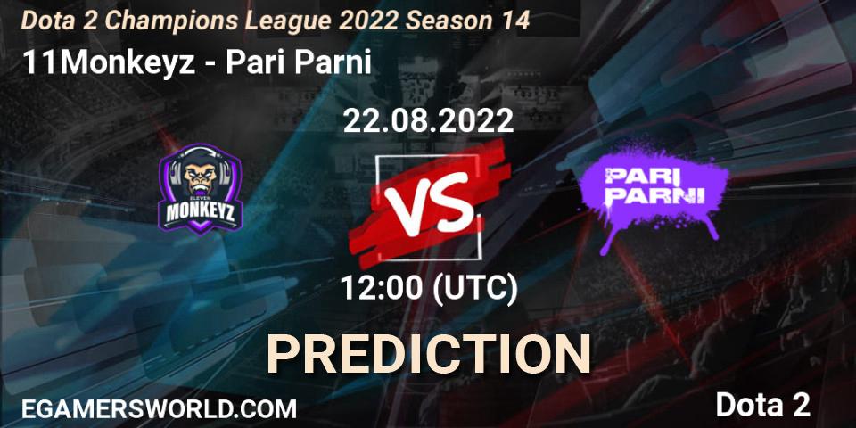 11Monkeyz - Pari Parni: прогноз. 22.08.22, Dota 2, Dota 2 Champions League 2022 Season 14