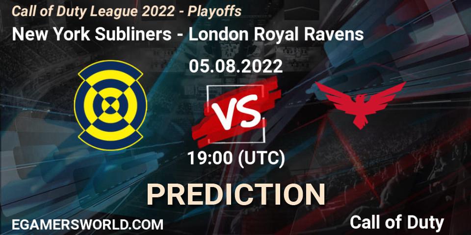 New York Subliners - London Royal Ravens: прогноз. 05.08.2022 at 19:00, Call of Duty, Call of Duty League 2022 - Playoffs