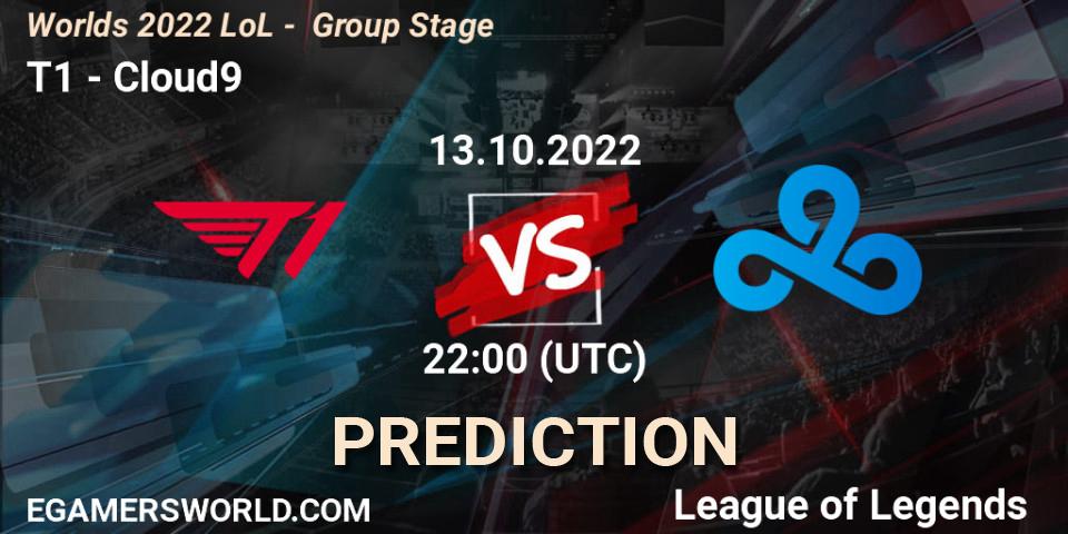 T1 - Cloud9: прогноз. 13.10.2022 at 23:00, LoL, Worlds 2022 LoL - Group Stage