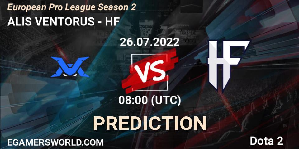 ALIS VENTORUS - HF: прогноз. 26.07.2022 at 11:00, Dota 2, European Pro League Season 2