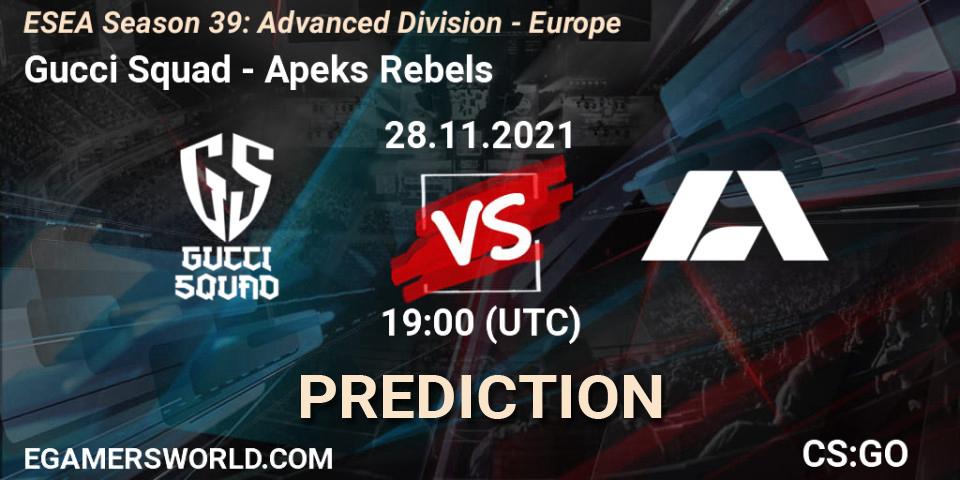 Gucci Squad - Apeks Rebels: прогноз. 28.11.2021 at 19:00, Counter-Strike (CS2), ESEA Season 39: Advanced Division - Europe
