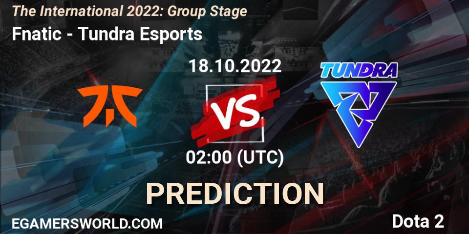 Fnatic - Tundra Esports: прогноз. 18.10.2022 at 02:03, Dota 2, The International 2022: Group Stage