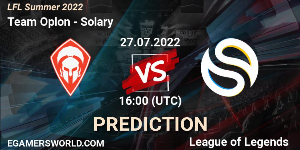 Team Oplon - Solary: прогноз. 27.07.2022 at 16:00, LoL, LFL Summer 2022