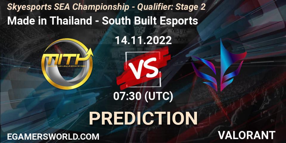Made in Thailand - South Built Esports: прогноз. 14.11.2022 at 10:30, VALORANT, Skyesports SEA Championship - Qualifier: Stage 2