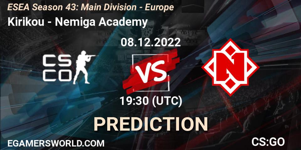 Kirikou - Nemiga Academy: прогноз. 09.12.22, CS2 (CS:GO), ESEA Season 43: Main Division - Europe