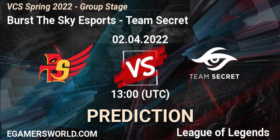 Burst The Sky Esports - Team Secret: прогноз. 02.04.2022 at 13:00, LoL, VCS Spring 2022 - Group Stage 