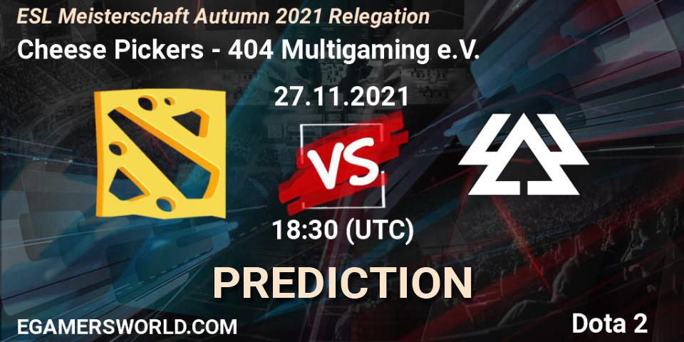 Cheese Pickers - 404 Multigaming e.V.: прогноз. 27.11.2021 at 18:30, Dota 2, ESL Meisterschaft Autumn 2021 Relegation