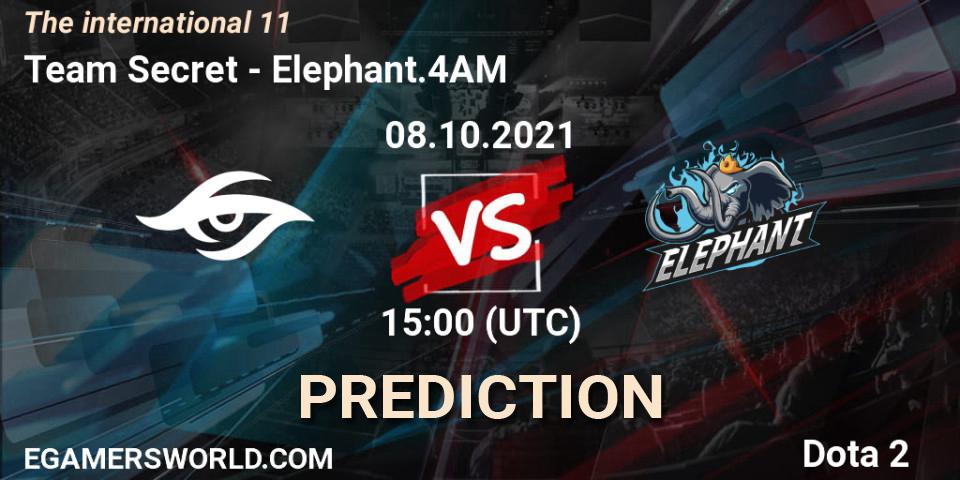 Team Secret - Elephant.4AM: прогноз. 08.10.2021 at 16:20, Dota 2, The Internationa 2021