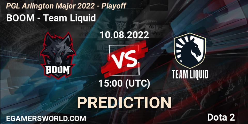 BOOM - Team Liquid: прогноз. 10.08.2022 at 15:19, Dota 2, PGL Arlington Major 2022 - Playoff
